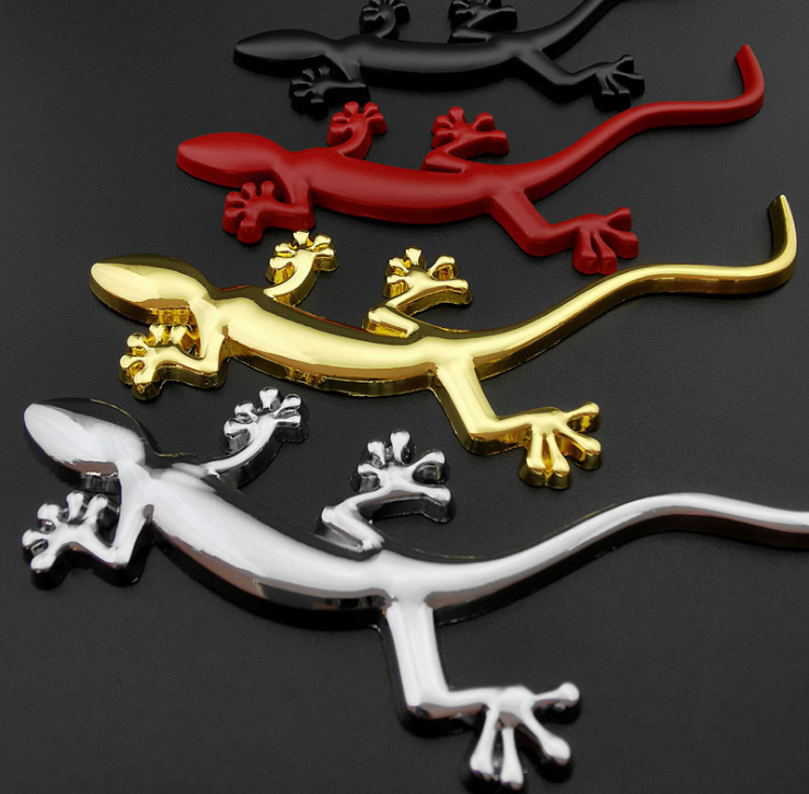 汽车个性趣味装饰壁虎车贴 金属改装小壁虎车身贴 庇护车标尾标贴