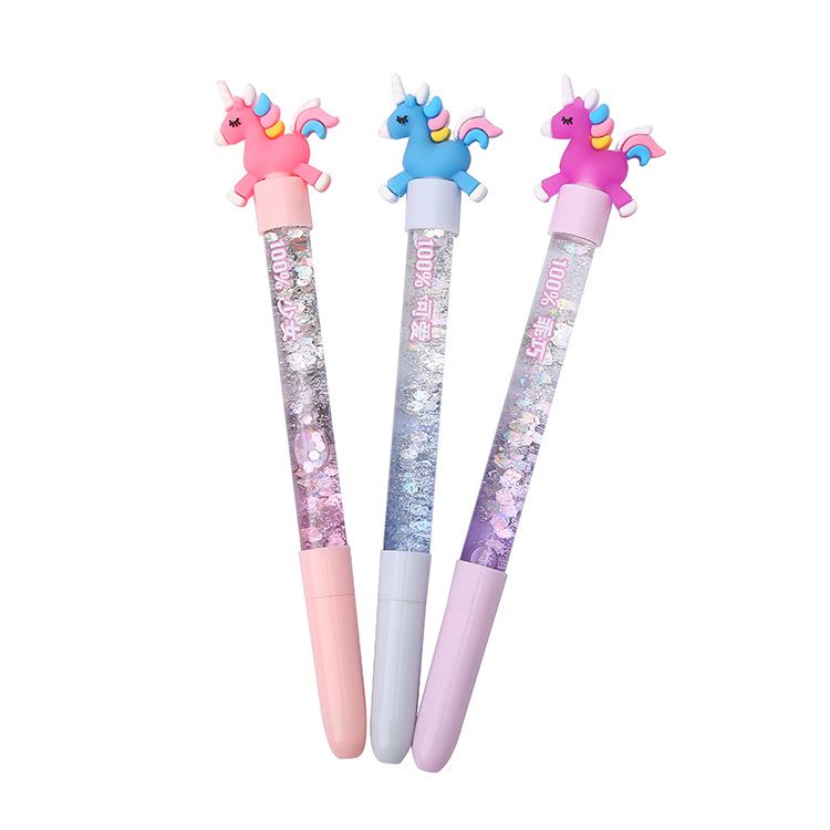 Creative Student Pen Trending Cute Girl Quicksand Gel Pen Cute Silicone Doll Hairstyle Oil Water-Based Sign Pen Wholesale