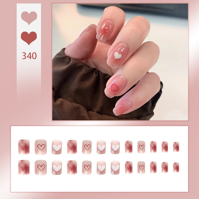Wear Manicure Warm Elf Blush Manicure Pure Want to Wear Nail Camellia Wear Nail Tip Finished Product Nail Shaped Piece Wholesale