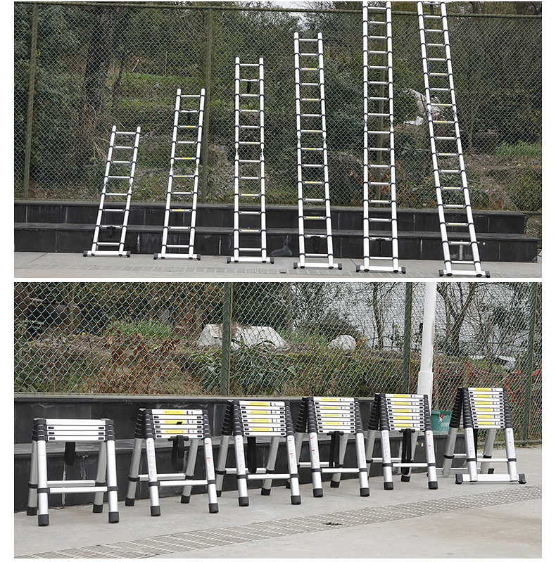 梯子铝合金伸缩单面家用关节人字梯多功能加厚工程升降折叠竹节梯