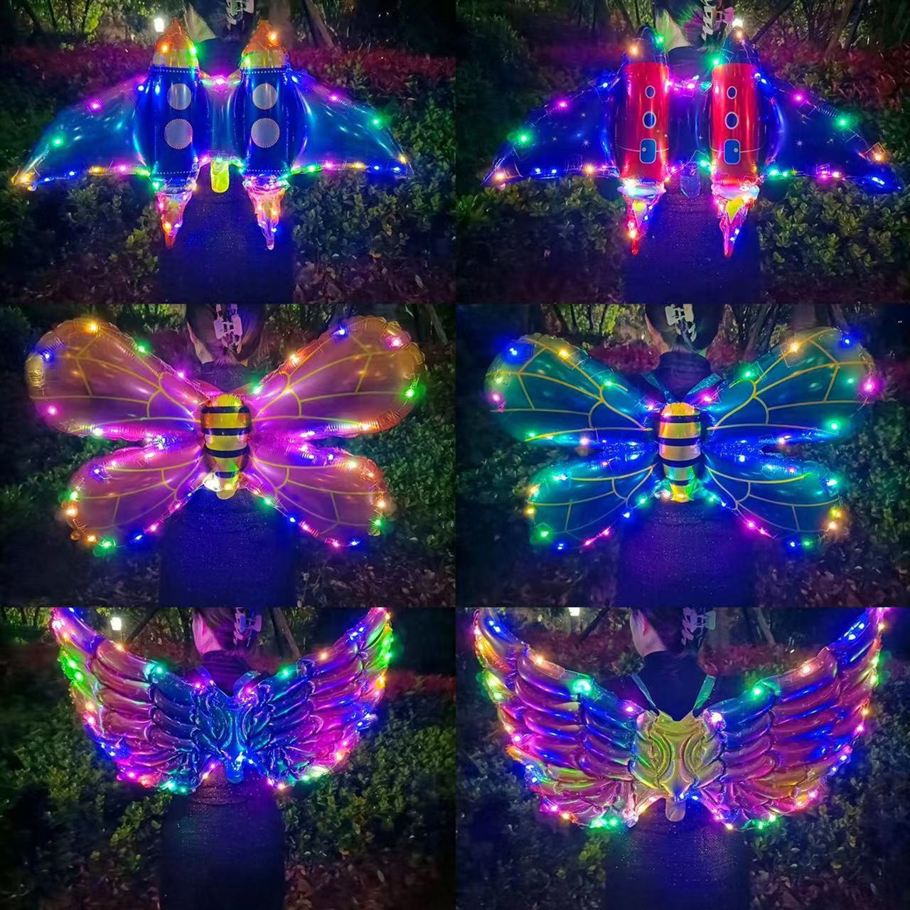 Inflatable Rocket Butterfly Wings Balloon Angel Bee Back Decoration Children‘s Birthday Push Stall Luminous Inflatable Toy