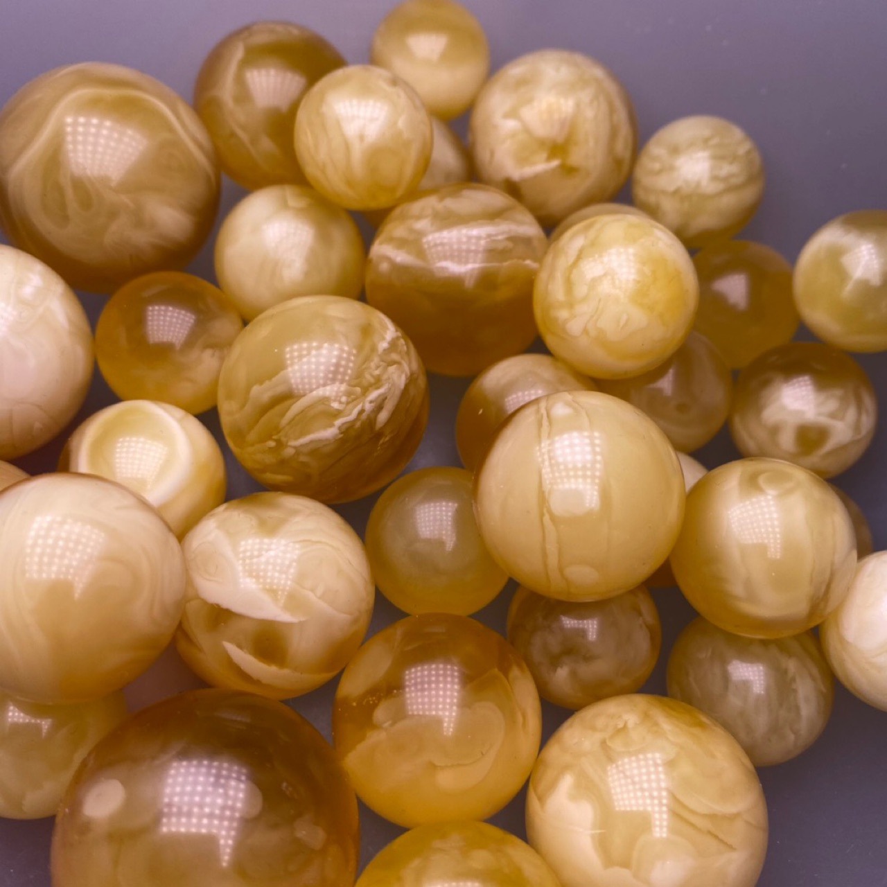 纯天然蜜蜡 俄料白花蜡 圆珠 纹理清晰妖娆 尺寸18-31