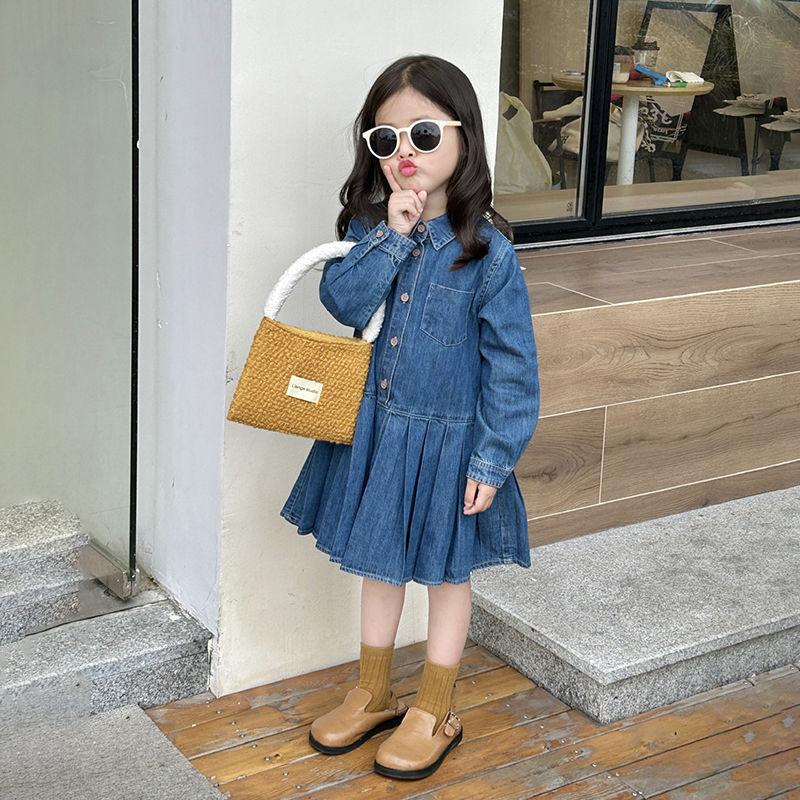 秋季新款童装女童牛仔裙儿童衬衫裙宝宝韩版洋气连衣裙长袖裙子潮