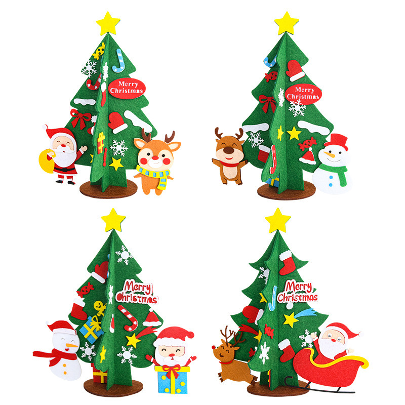 Amazon Cross-Border Christmas Tree Material Package Children's DIY Educational Toys Handmade Ornament with Adhesive Christmas Tree
