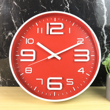简约红色时钟批发挂钟壁钟客厅简约个性创意现代卧室钟表12寸