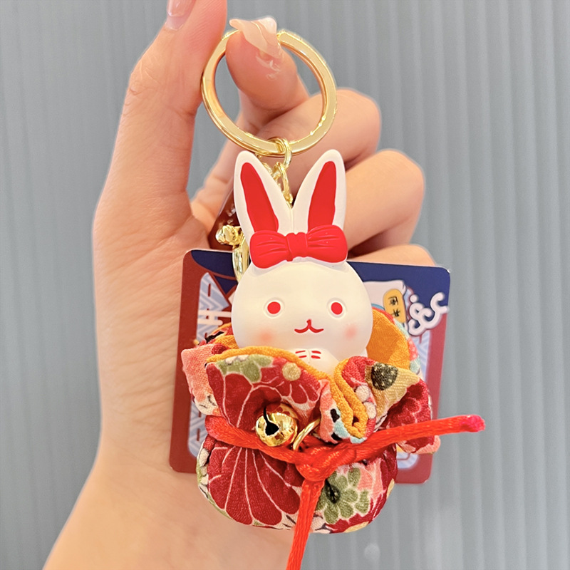 Fu Man Big Ji Rabbit Key Pendants Exhibition Hongtu Creative Rabbit Year Small Gift Detachable Key Chain Bag Decoration