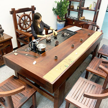 老船木茶桌椅组合功夫茶台办公室大桌子家用实木茶几茶具套装一体