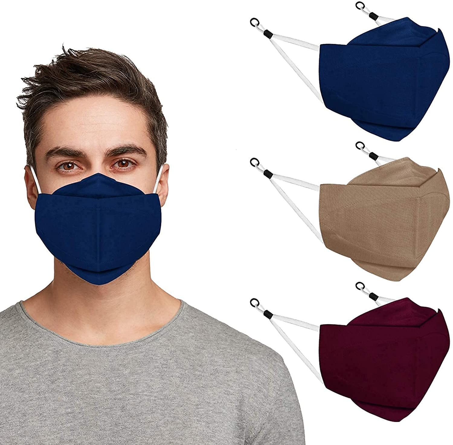 跨境韩版kf94口罩鱼嘴型kn95口罩3d立体口罩双层棉质防护成人口罩