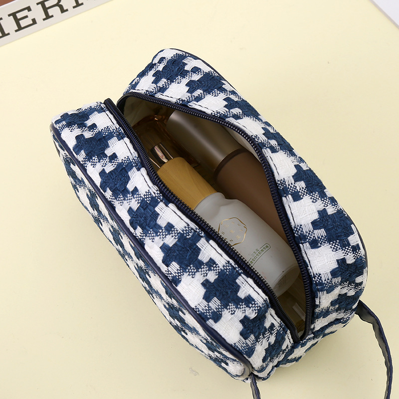 Houndstooth Internet Celebrity Portable Cosmetic Bag Large Capacity Makeup Storage Bag New Portable Travel Toiletry Bag