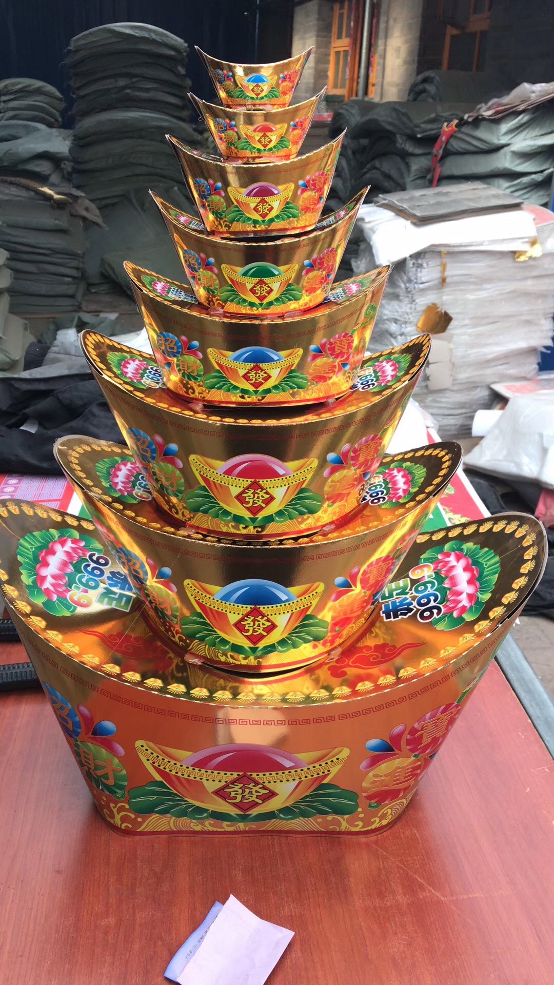 彩色元宝山金银八层山纸活纸扎祭祀殡葬用品雄县独特殡葬用品直销