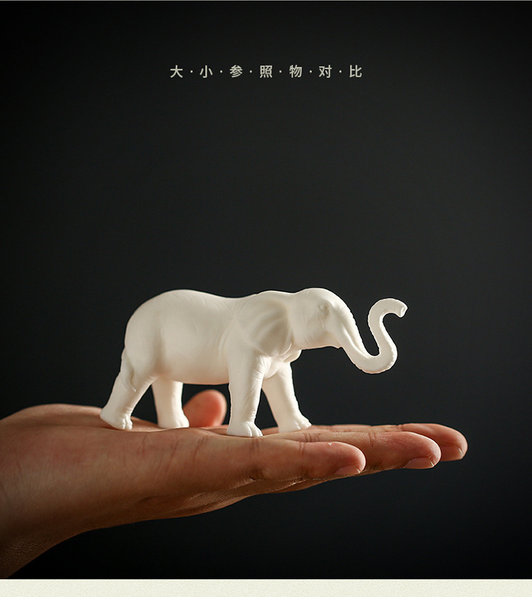 家居装饰品白瓷小动物摆设迷你陶瓷大象客厅电视柜摆件花盆景搭配