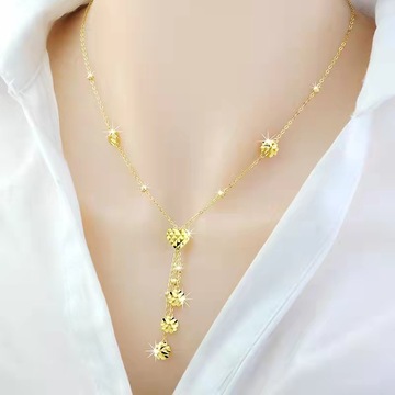 黄铜镀金精品女式项链吊坠流苏小爱心项链锁骨链韩版气质网红百搭