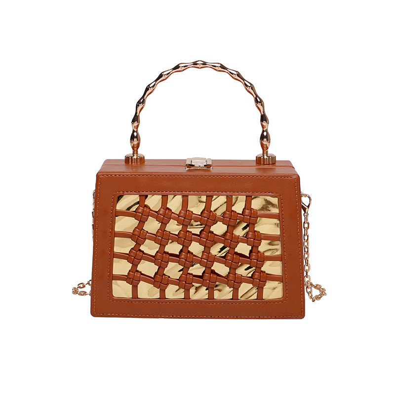 Woven Bag Women's 2023 Korean Style Fashion Hollowed-out Personality Small Square Bag Ins Western Style Woven Crossbody Box Bag