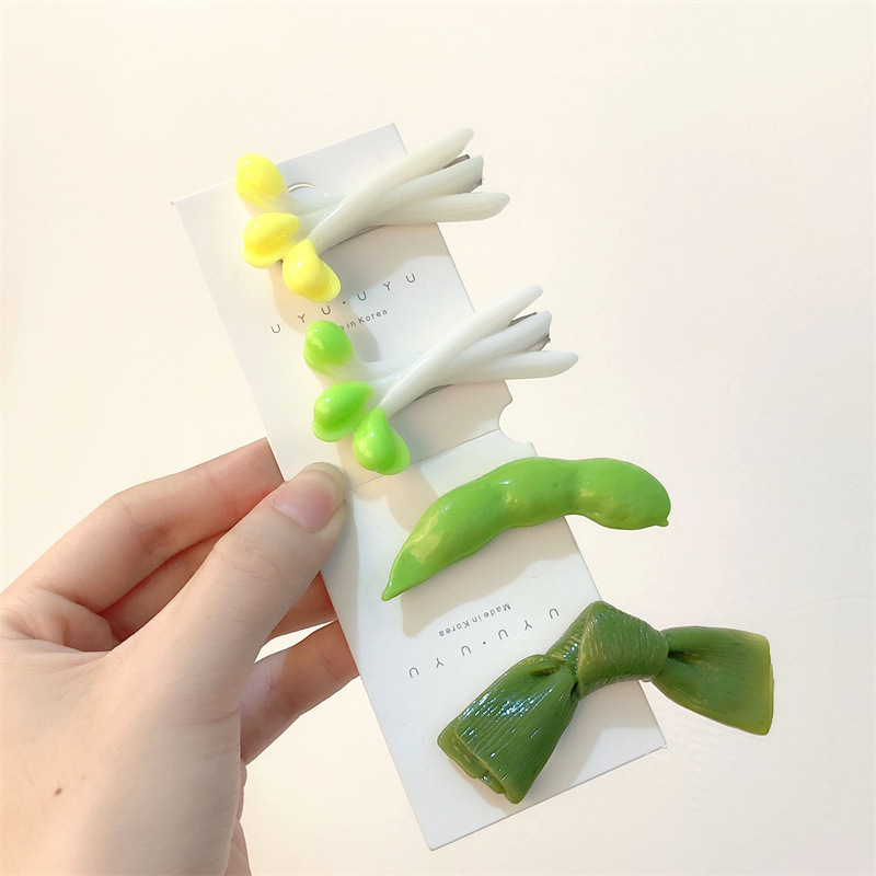 Acrylic Fun Vegetable Barrettes Seaweed Cauliflower Clip Garlic Cucumber Hairpin Funny Corn Side Hairpin Hair Ornaments