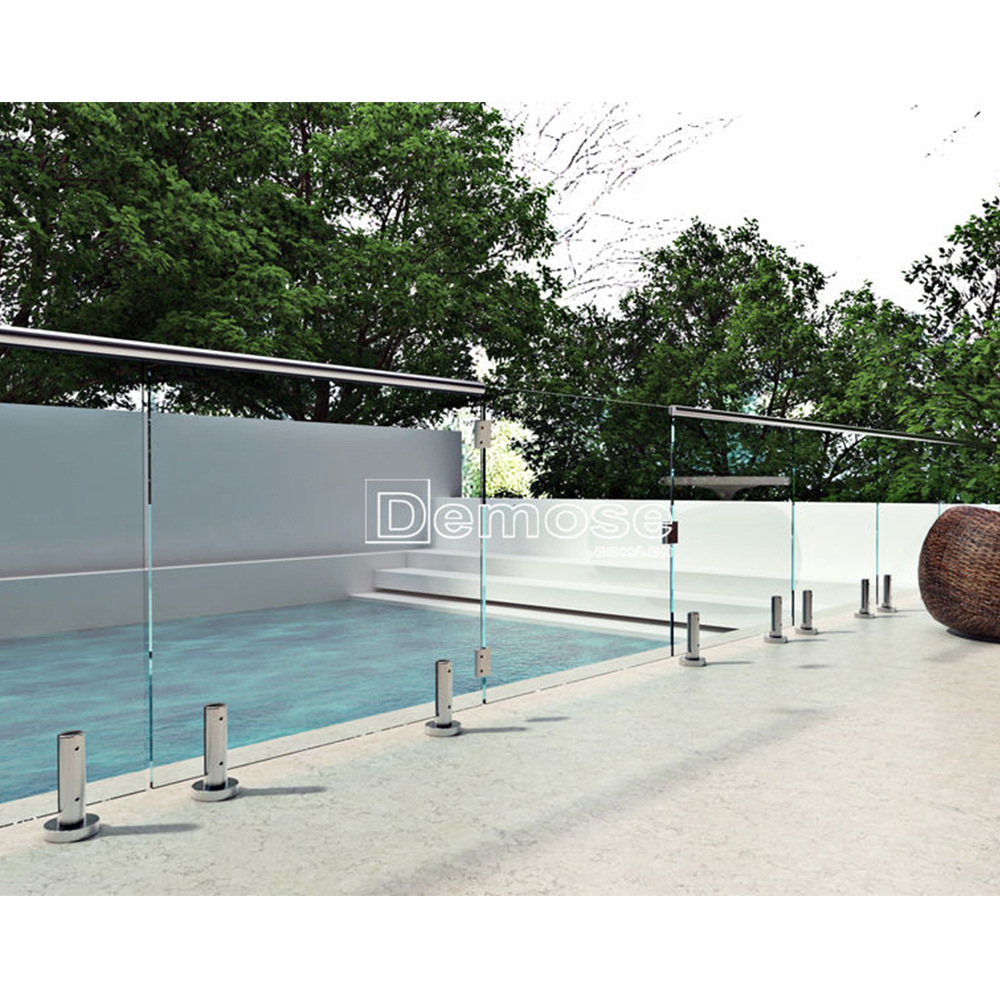 泳池钢化玻璃栏杆 不锈钢落地玻璃固定夹扣泳池玻璃隔离墙玻璃门