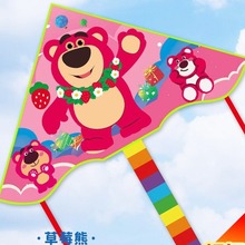 草莓熊2024新款风筝卡通儿童微风易飞大人线轮盘山东潍坊