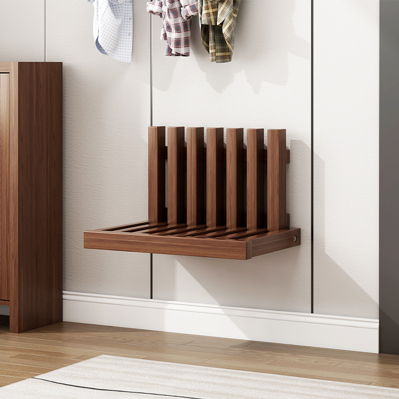 实木折叠换鞋凳壁挂式家用门口穿鞋进门凳入户玄关隐形挂墙折叠椅