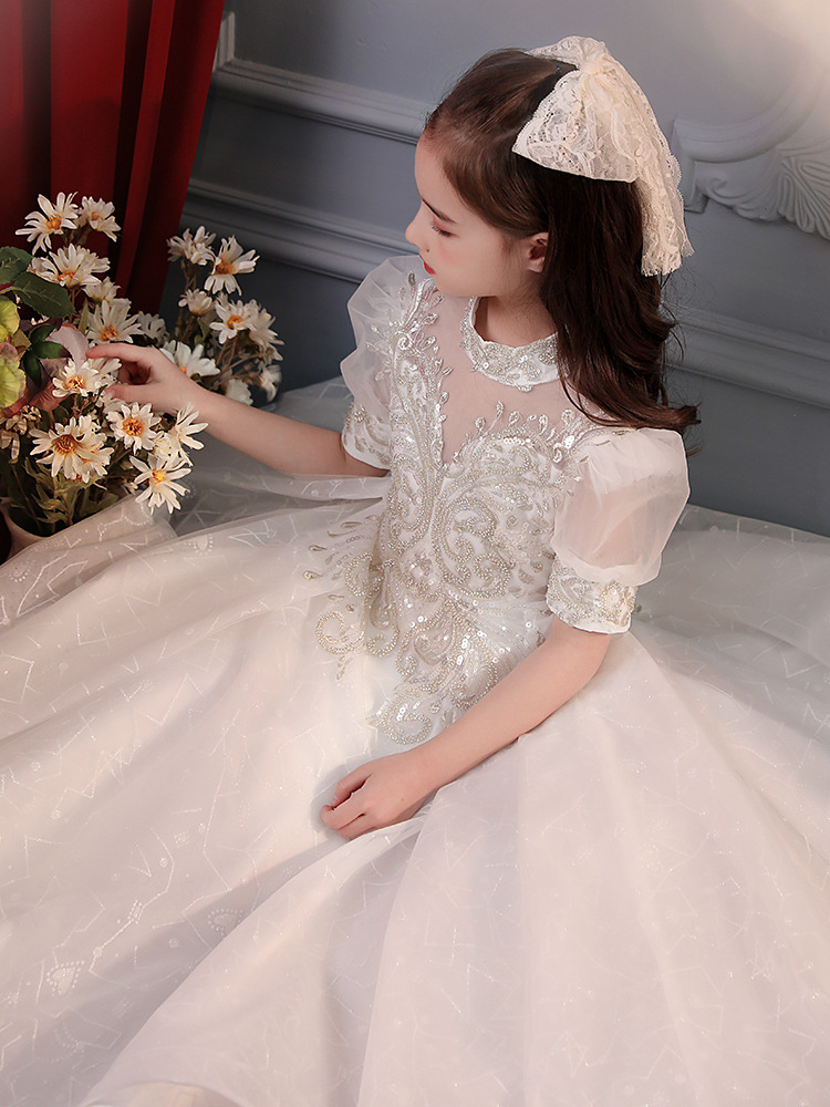 花童公主裙女童生日礼服贵族儿童婚纱小女孩主持人钢琴演出服洋气