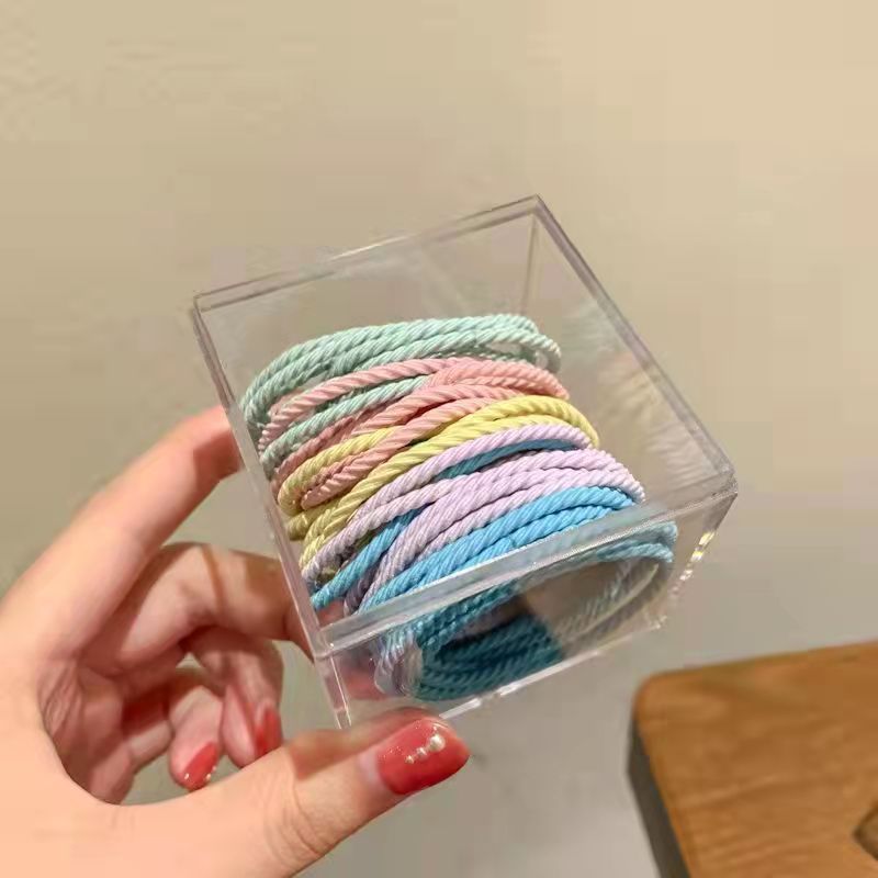 New 50 Boxed Gradient Color High Elastic Hair Band Simple Hair Band New Rubber Band Hair-Binding Head Rope