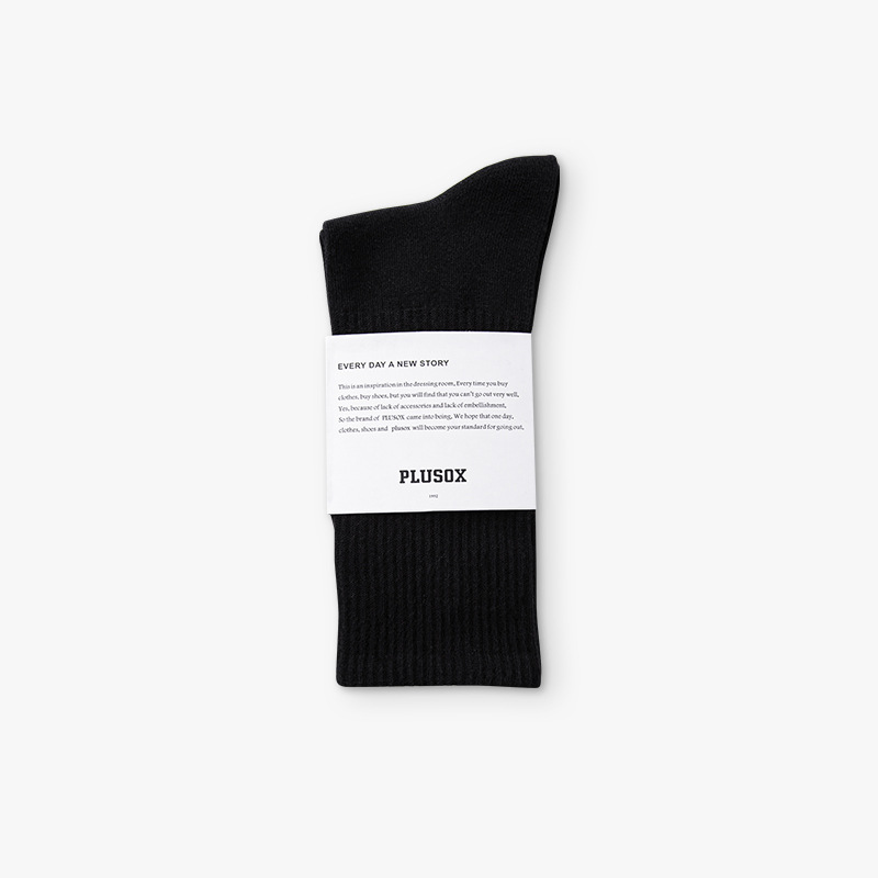 Plusox Socks Men and Women Socks Low-Top Ankle Socks Cotton Spring and Summer Black and White Pure Color Minimal Versatile Business Men's Socks