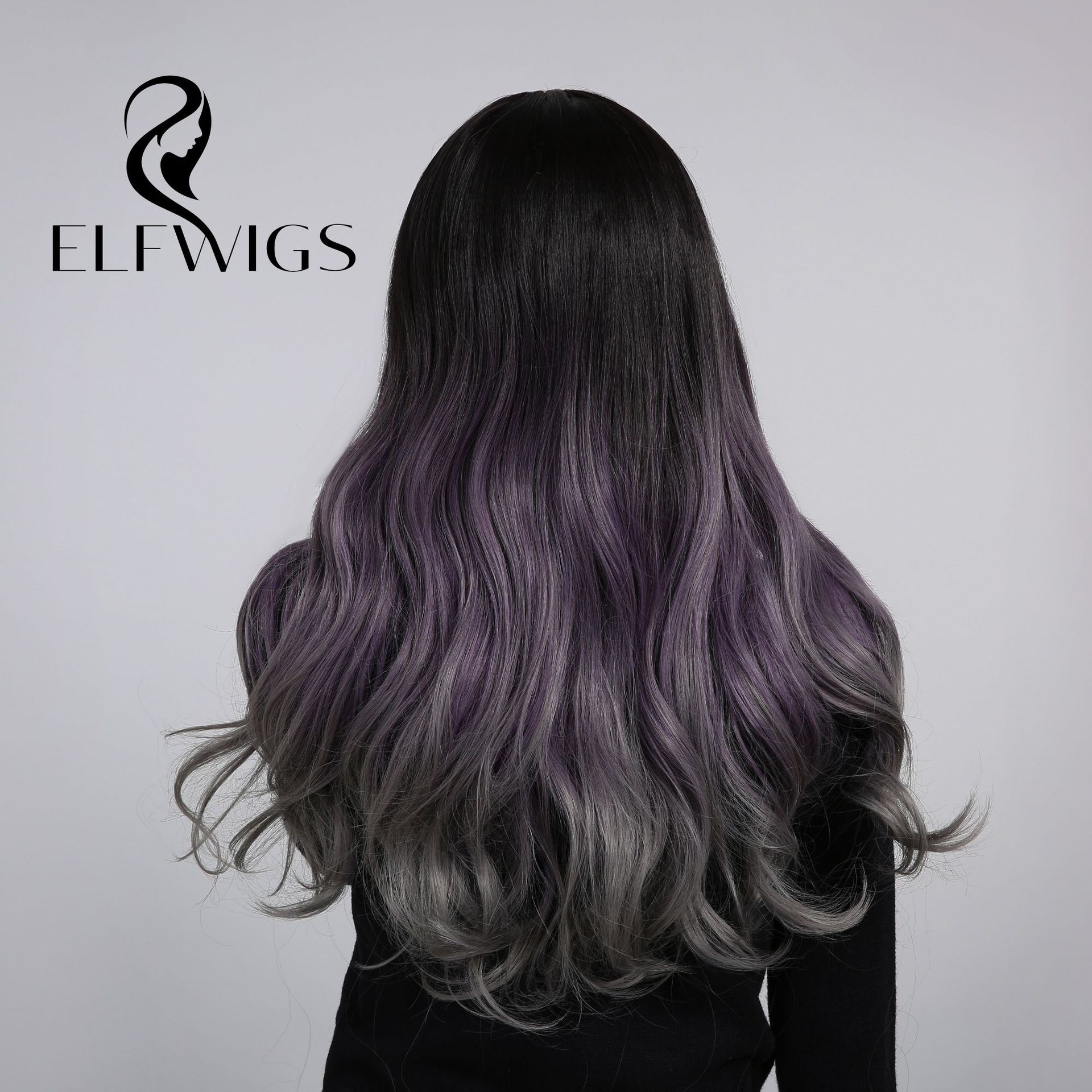 东北亚主要下游平台ebay,亚马逊,wish颜色烟熏紫灰(长卷发渐变色)65cm