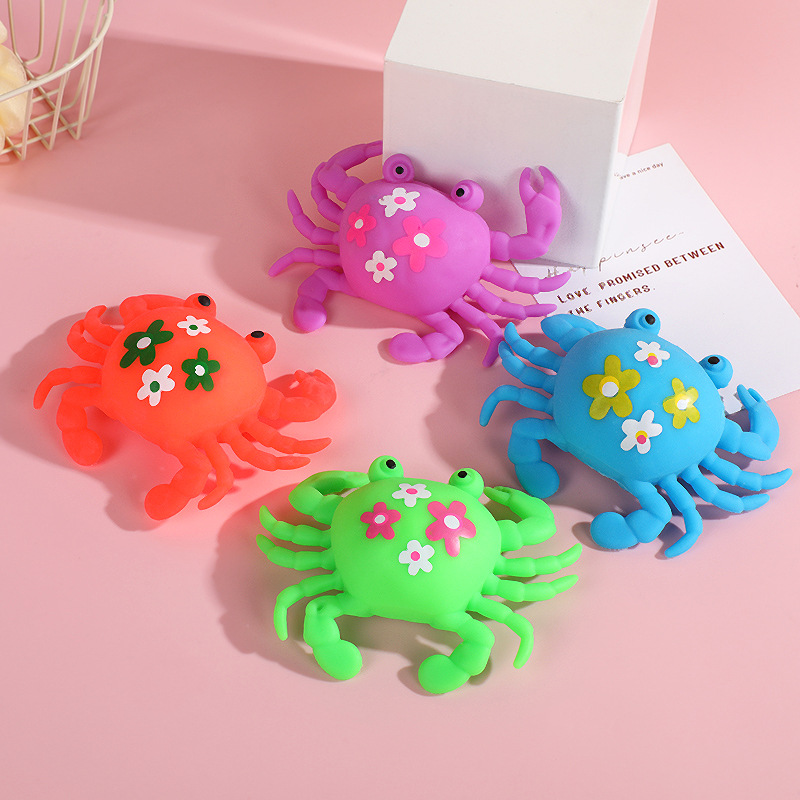Crab Vent Flour Squeeze Ball Soft Rubber Simulation Small Animal Squeeze Little Crab Pressure Reduction Toy Ground Push Toy