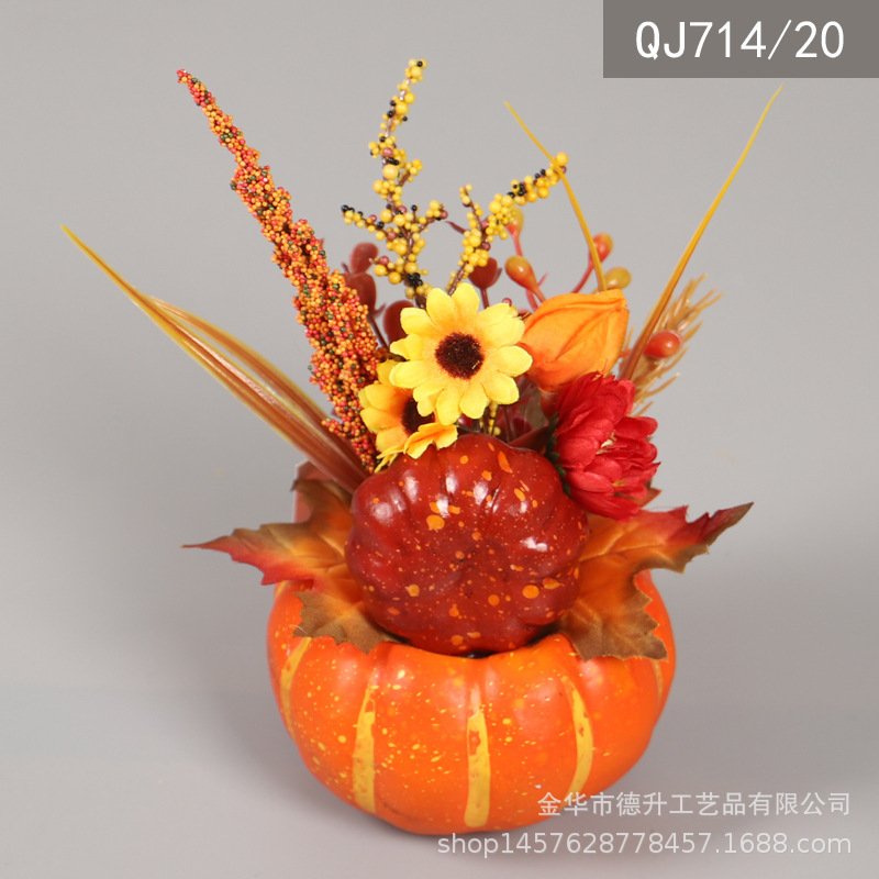 Cross-Border E-Commerce Manufacturers Supply Thanksgiving Harvest Festival Halloween Autumn Maple Leaf Pumpkin Berry SUNFLOWER Pumpkin Bonsai