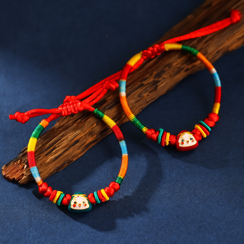 Dragon Boat Festival Colorful Rope Carrying Strap Red Rope Men and Women Couple Hand-Woven Zongzi Tiger Head Children Color Wire Bracelet