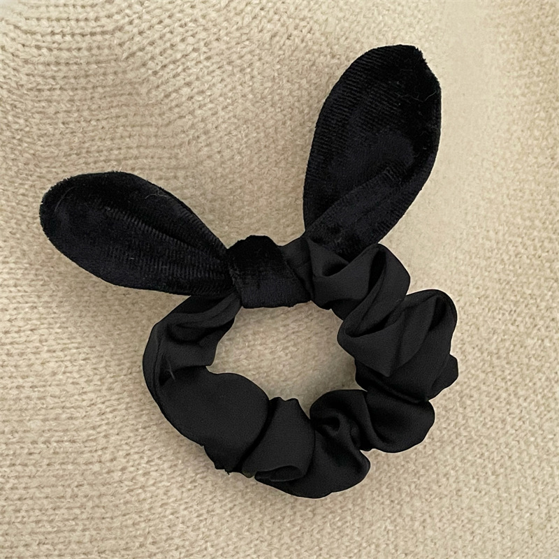 黑色丝绒蝴蝶结发圈 简约百搭大肠圈发绳马尾皮筋 韩国风新款