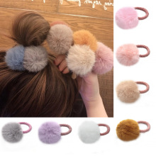 Fur Ball With Elastic Rope Hair Band Handmade Elastic跨境专