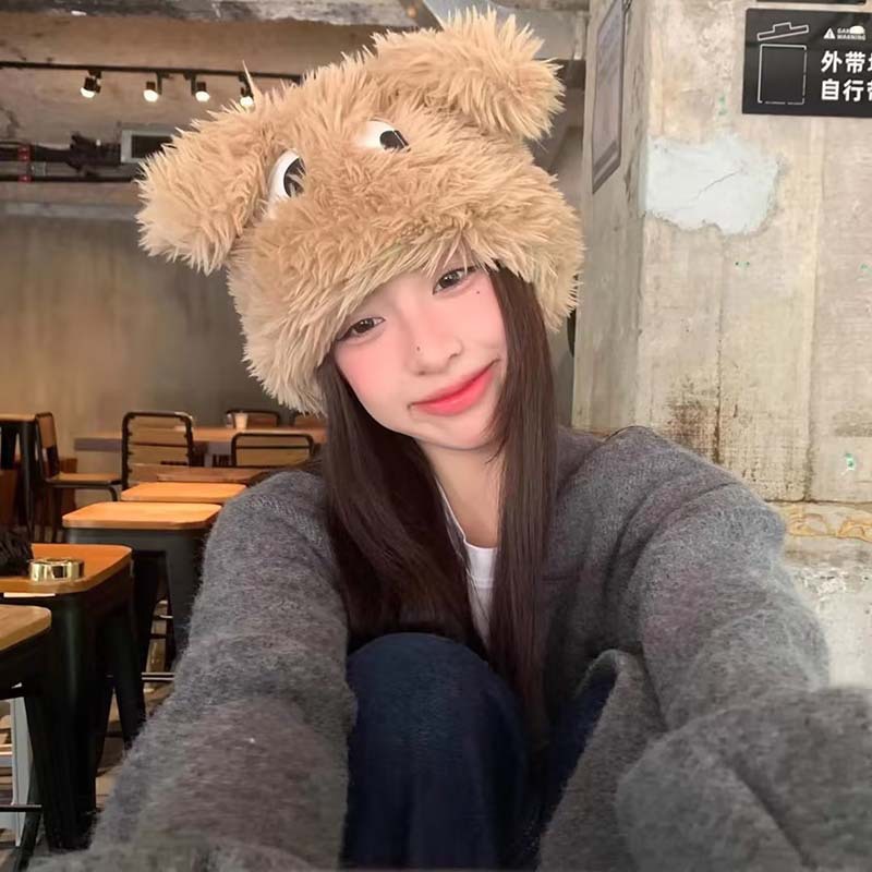 Funny Cartoon Puppy Sleeve Cap Long Ears Autumn and Winter Thick Warm Plush Bonnet Outdoor Toque Autumn and Winter