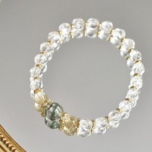 天然白水晶手串女小众设计绿幽灵金发晶甜美礼物手链