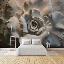 3D wallpaper欧式石膏视觉浮雕花电视背景墙壁纸客厅影视墙布壁画