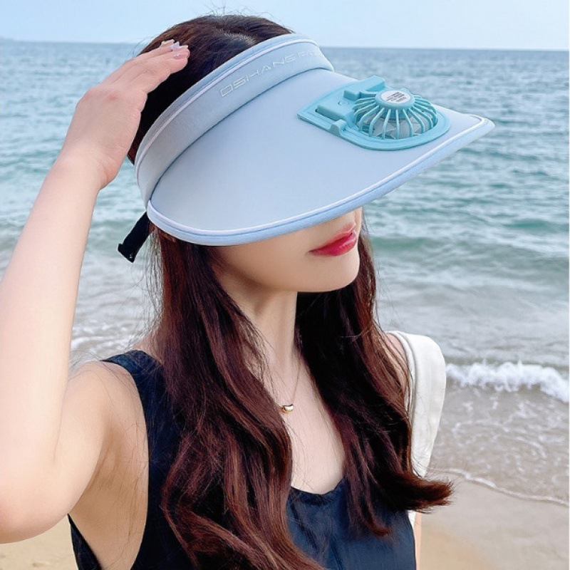 Usb Charging Belt Cap with Fan Female Summer Big Brim Sun-Shade Sun Protection Hat Uv Protection Air Top Hat