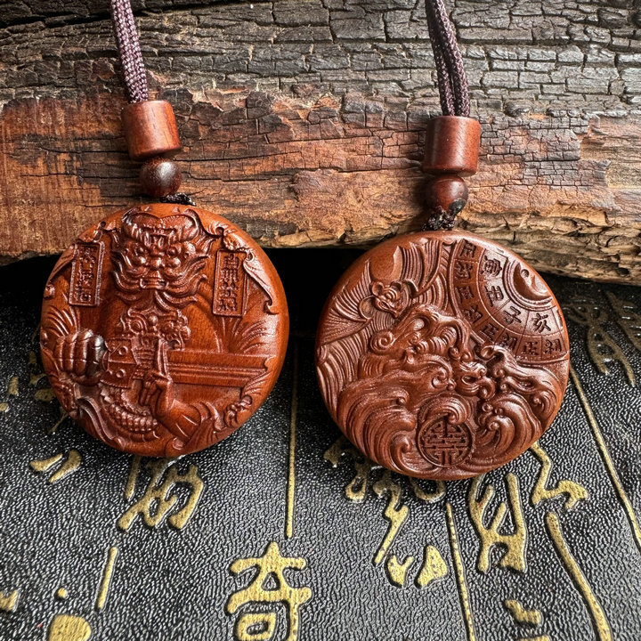 天然雷击木枣木钟馗吊坠把件挂件挂坠木牌木雕无事牌平安牌-阿里巴巴