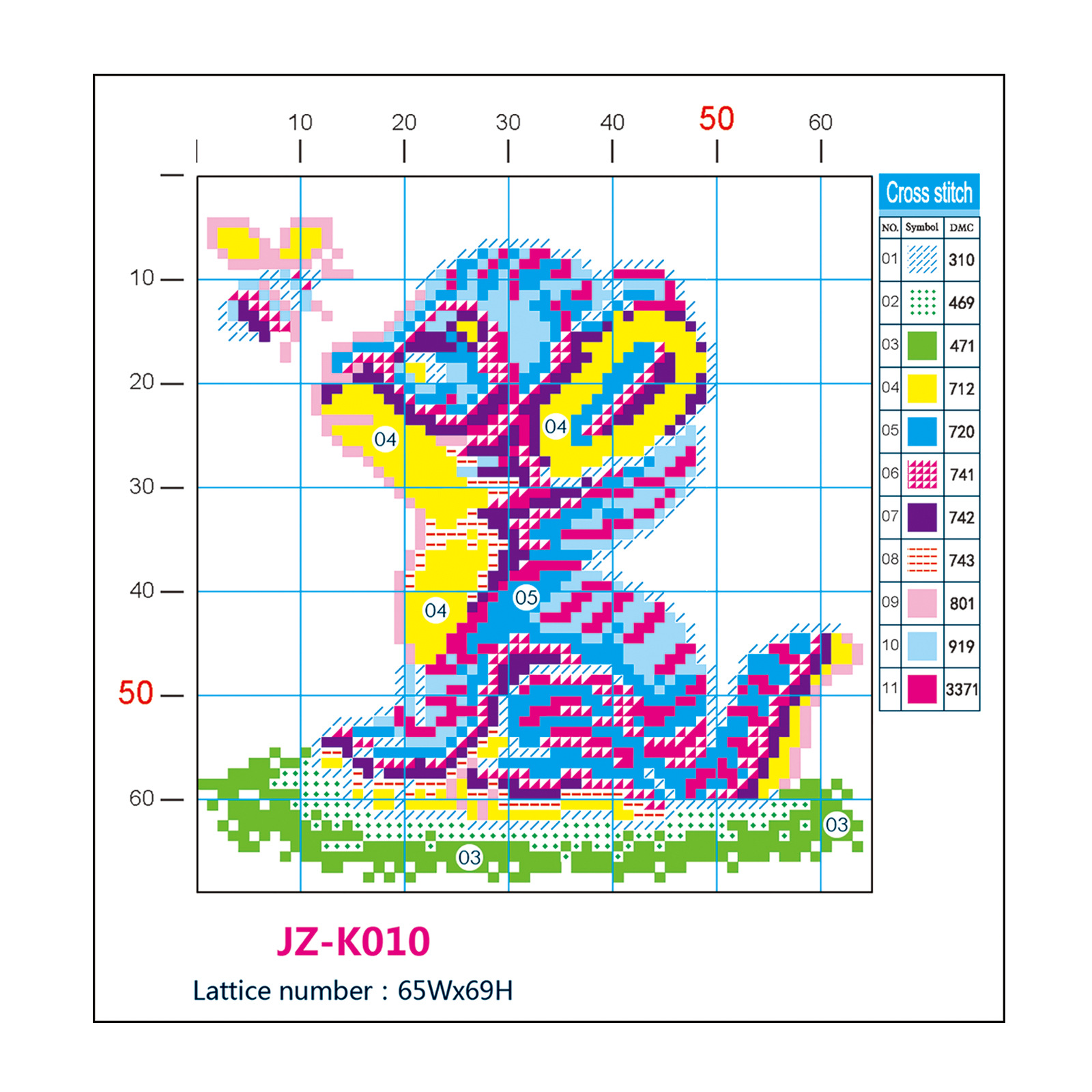 创意跨境线十字绣小老虎新手儿童简单diy自绣刺绣材料包代理批发