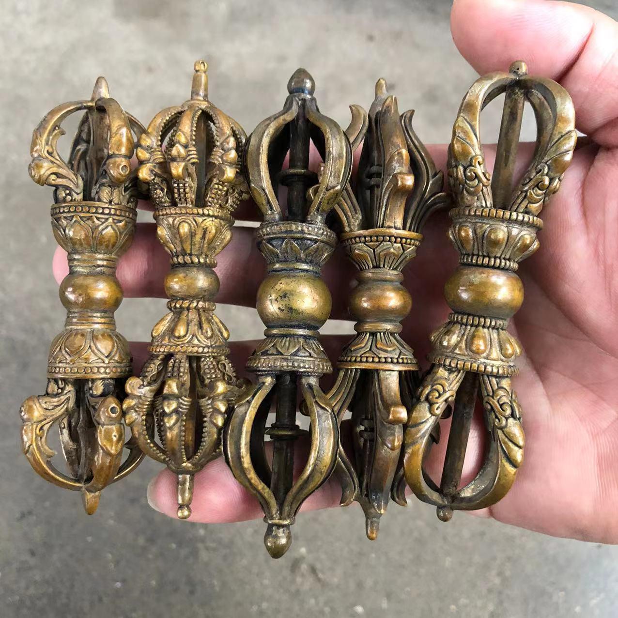 古玩杂项宗教法器尼泊尔工艺品黄铜金刚杵多吉四股金刚杵5款可选