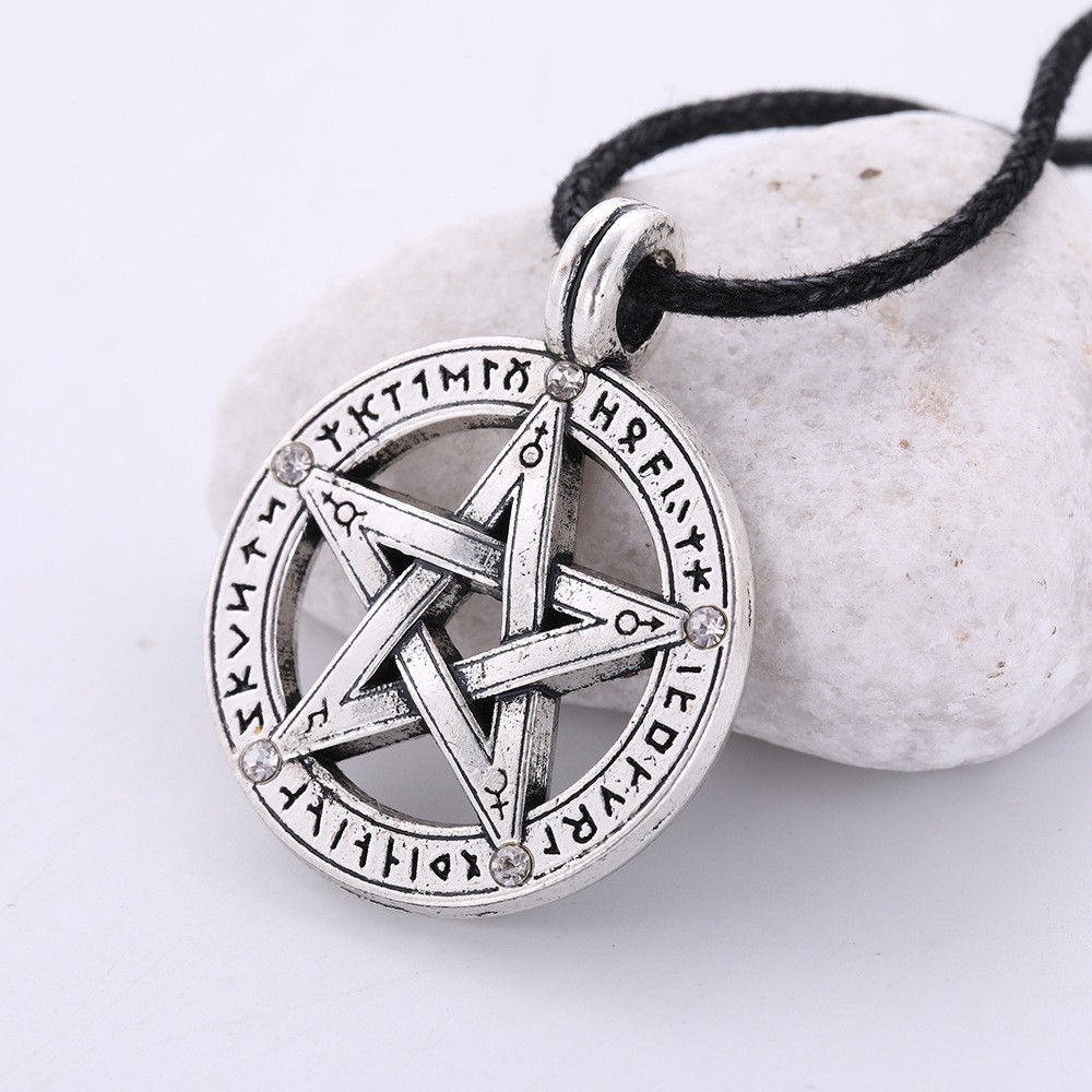 新款潮流男女款饰品青年父亲节卡通大卫之星镶钻蜡线项链毛衣项链