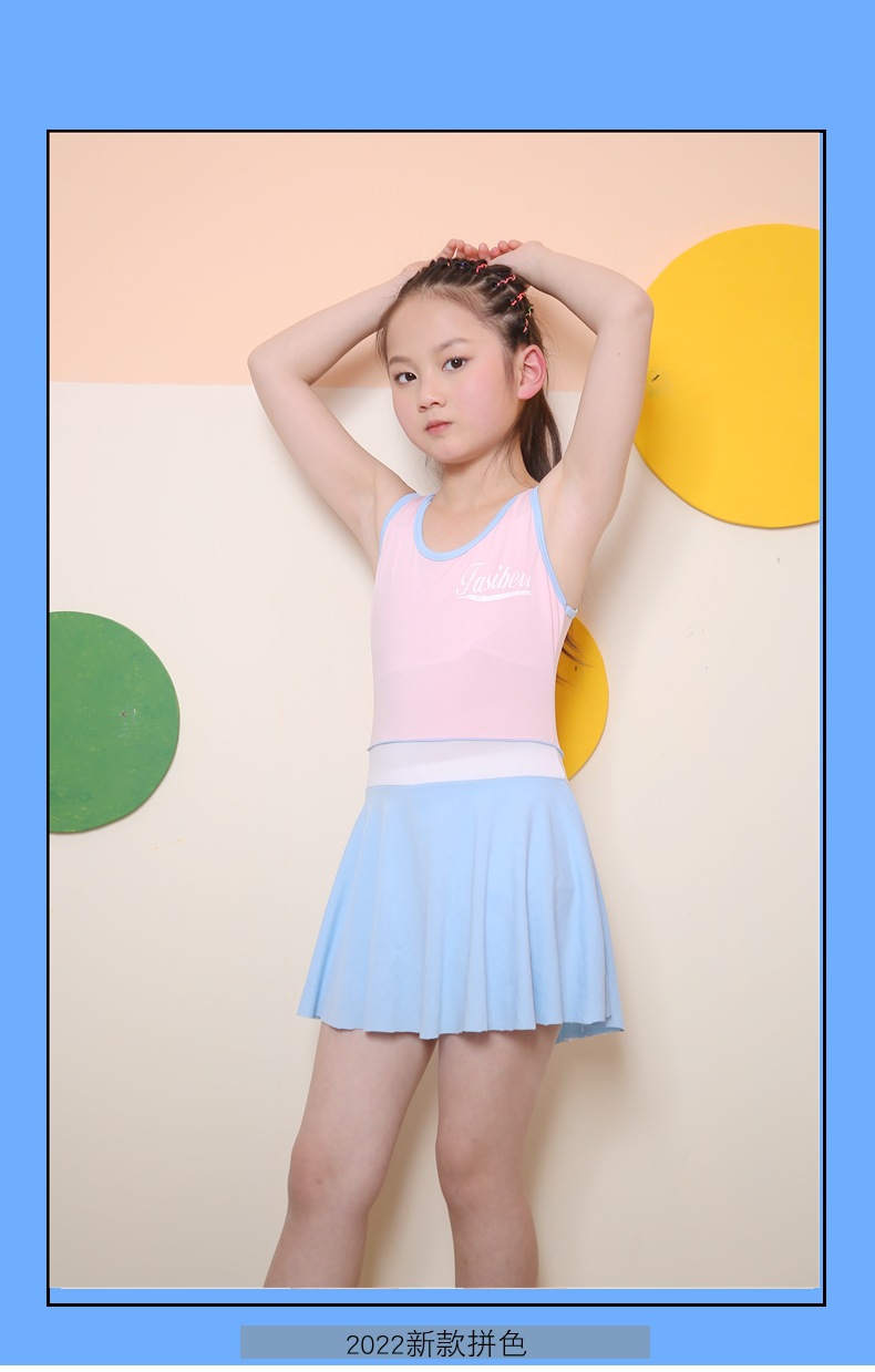 新款女童泳衣连体5-10岁女孩泳衣可爱洋气中大童拼色儿童泳装批发