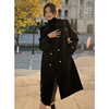 Black trench coat 2022 Autumn new pattern With cotton thickening Double-breasted senior temperament Hepburn Mid length version