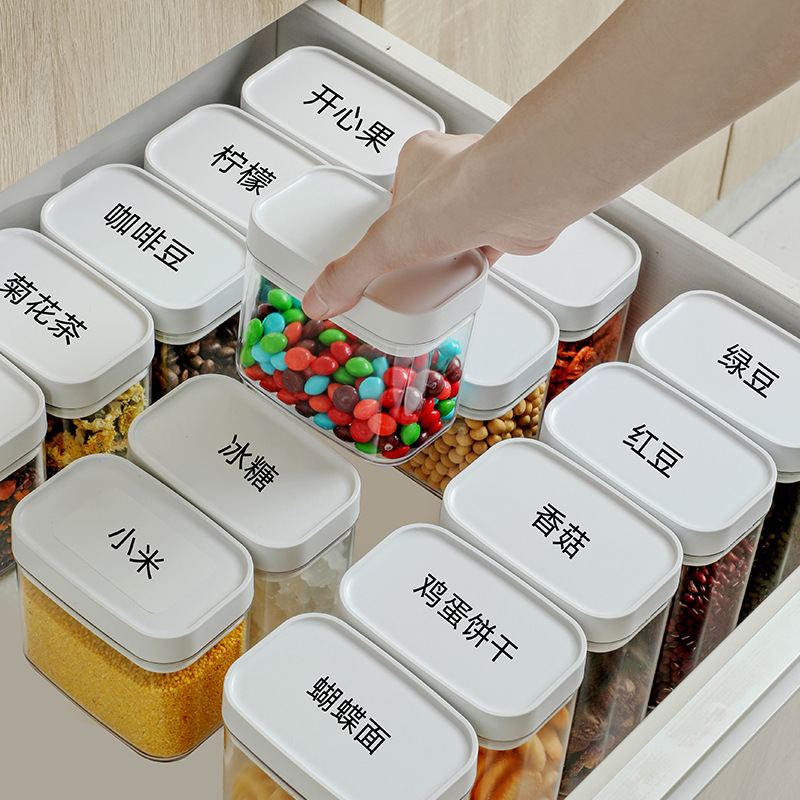 Food Grade Sealed Jar Cereals Storage Box Kitchen Household Storage Snack Storage Fresh Plastic Transparent Jar