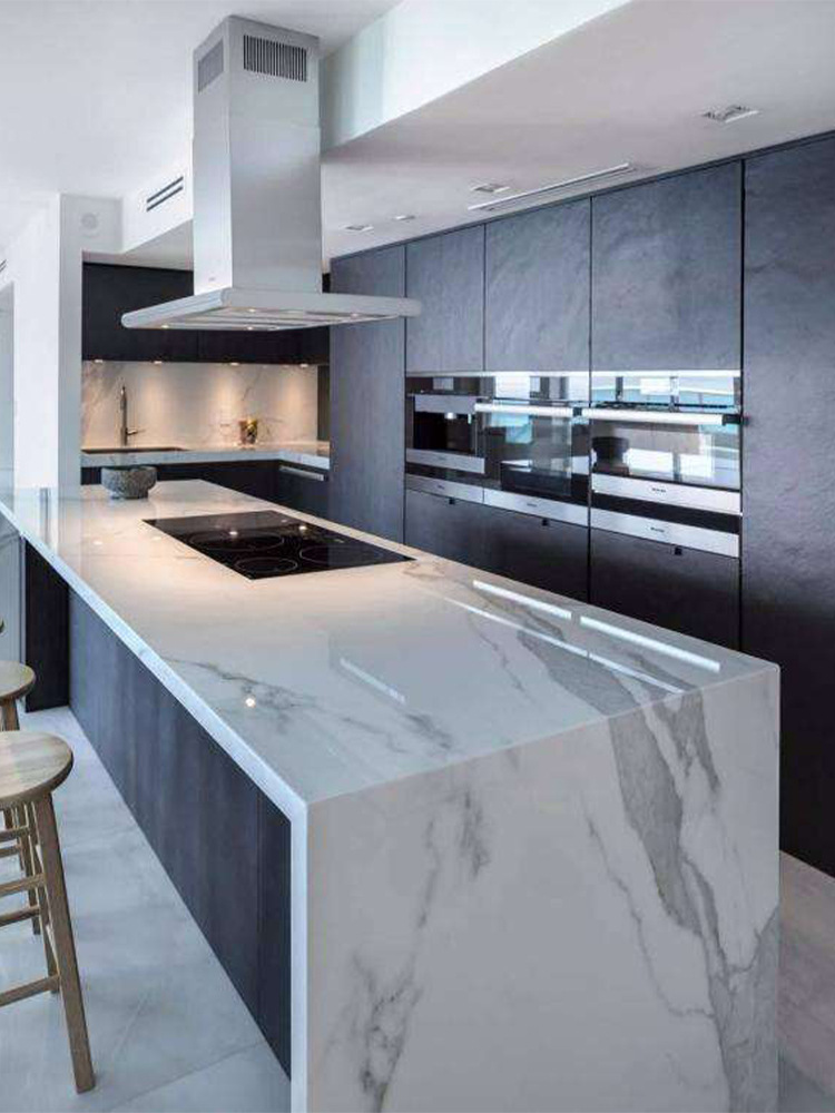 石英石人造石白色岩板岩板台面大理石厨房更换橱柜灶台