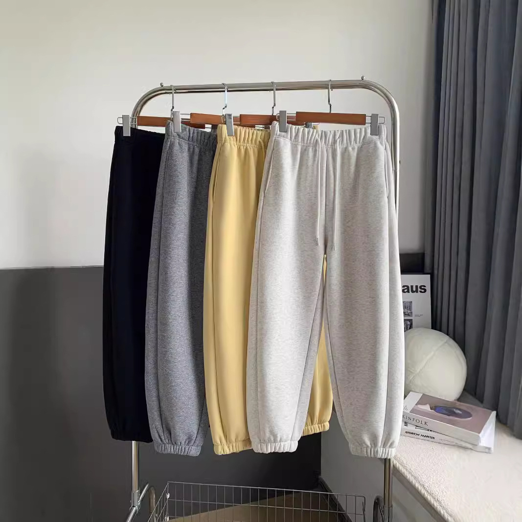 2025秋冬加绒华棉束脚高腰休闲卫裤软糯宽松新款女羊羔绒