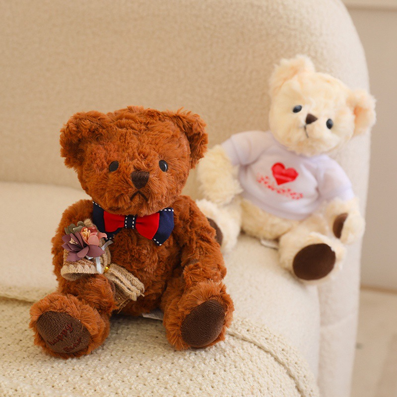 新款现货抱心泰迪熊公仔可爱礼帽领结熊毛绒玩具情侣小熊玩偶