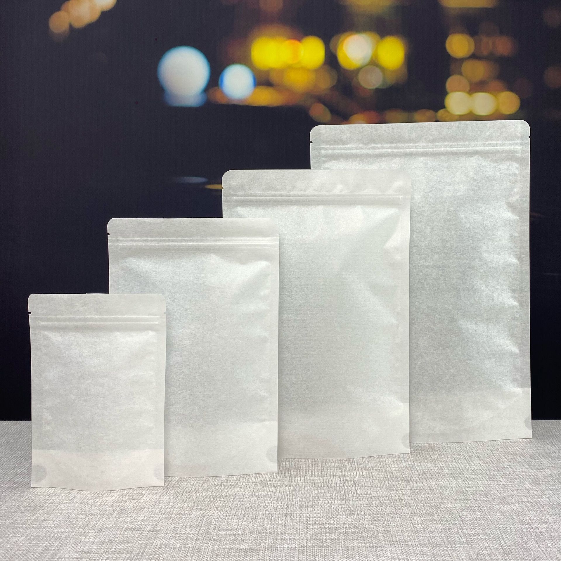 通用白色自封袋茶叶密封袋食品防潮包装袋子棉纸保鲜塑料袋茶样袋