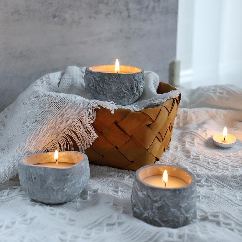 Factory Cross-Border Cement Candlestick Decoration Creative Art Crafts Home Retro Nordic Aromatherapy Candle Cup