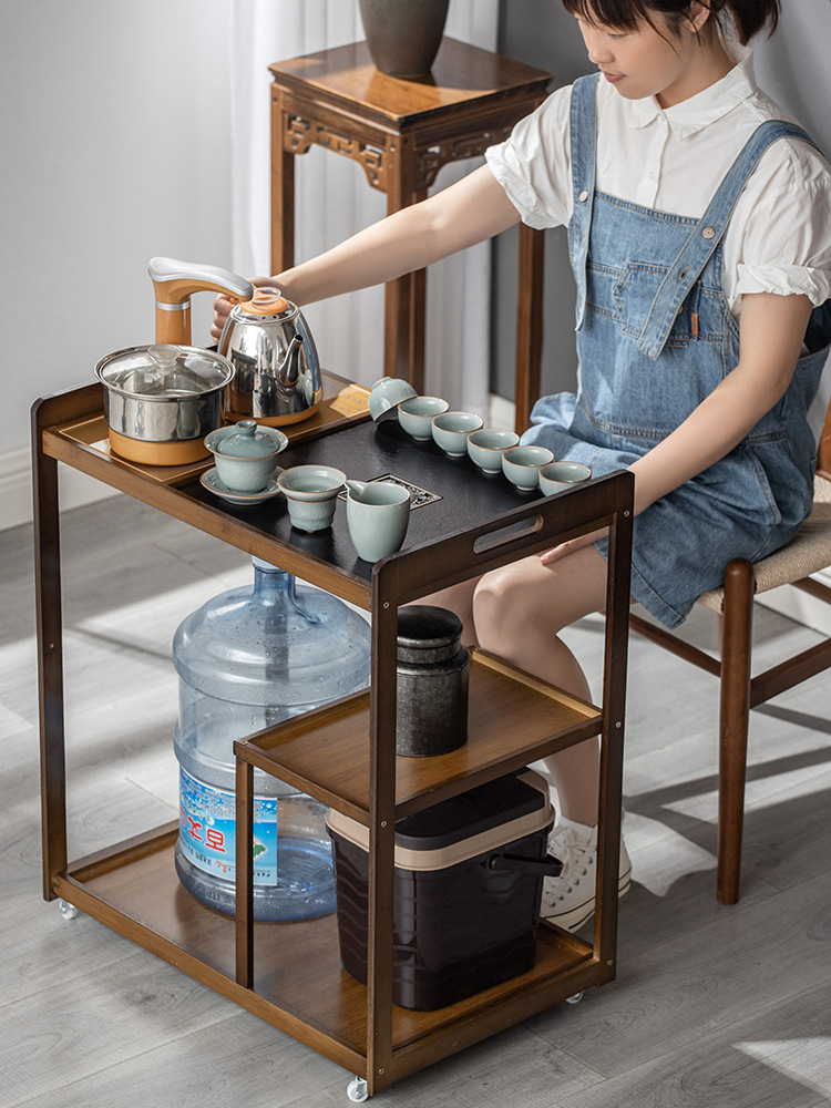 移动茶车泡茶桌茶台简约家用乌金石茶具套装一体客厅小茶几阳台