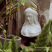 跨境哥特式艺术品摆件婚礼家居装饰面纱少女半身像雕像树脂工艺品