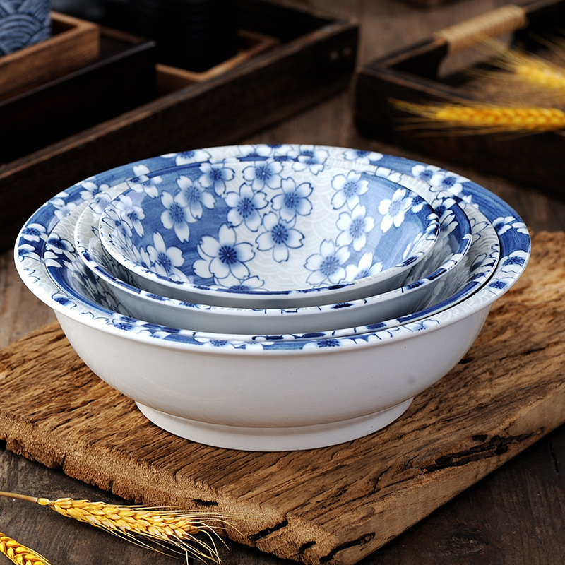 日式大碗家用拉面碗大号汤碗吃饭碗泡面碗陶瓷餐具青花瓷斗笠碗