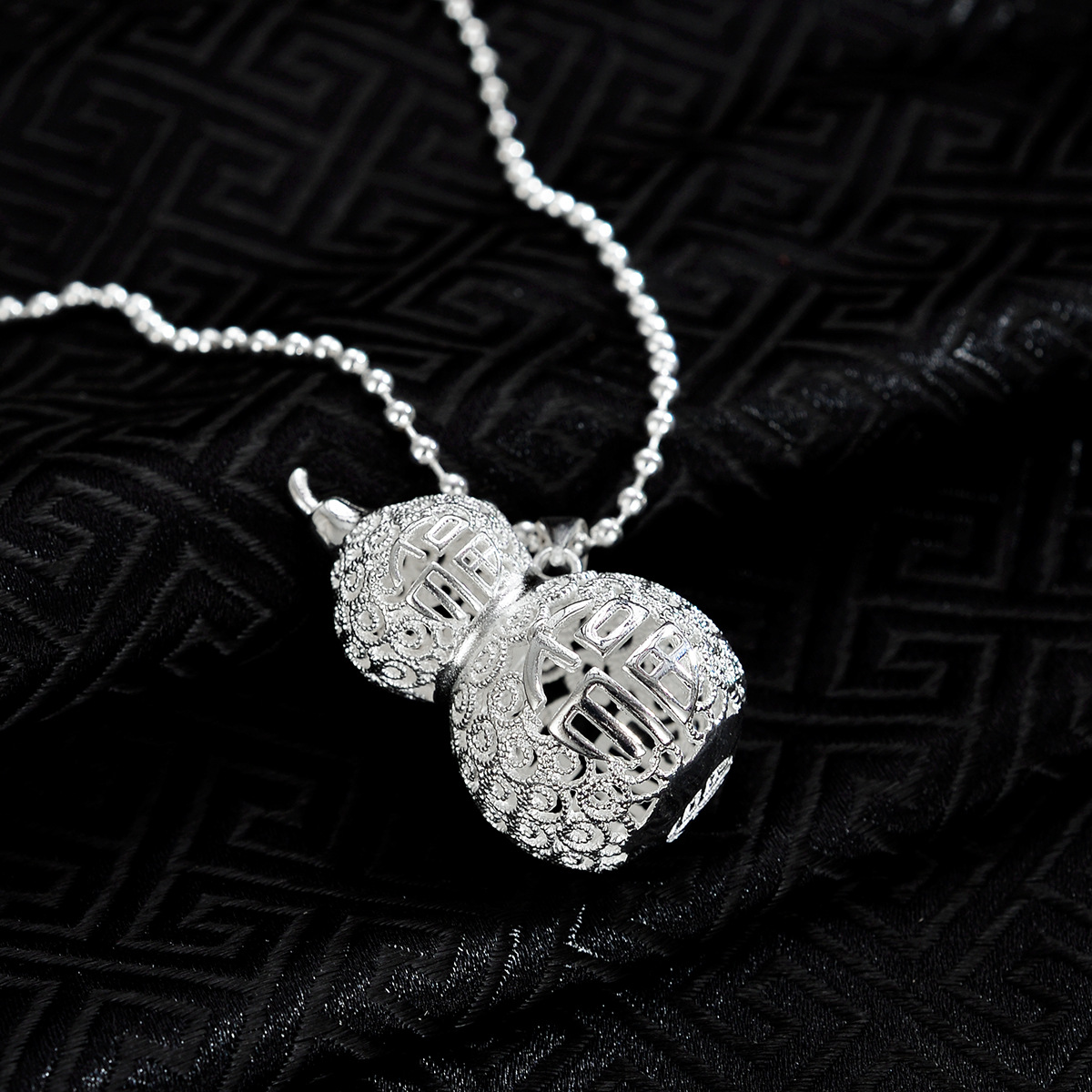 胜百隆源头厂家葫芦吊坠 复古镂空福字吊坠 小葫芦银饰品生日礼物